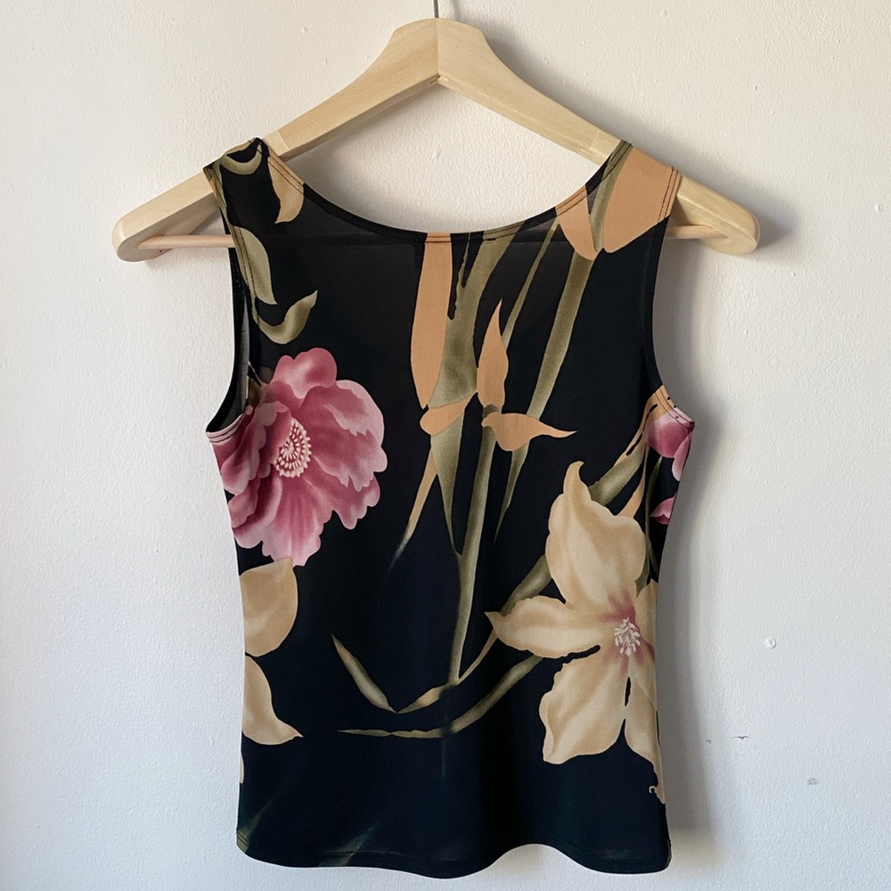Floral Black Tank Top